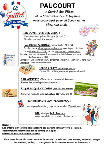 Programme du 14 juillet