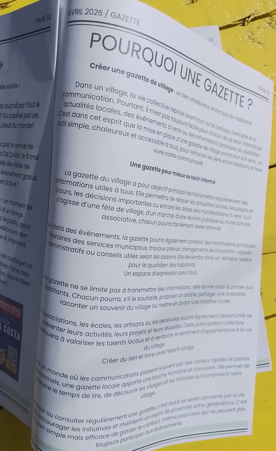 Pourquoi une Gazette