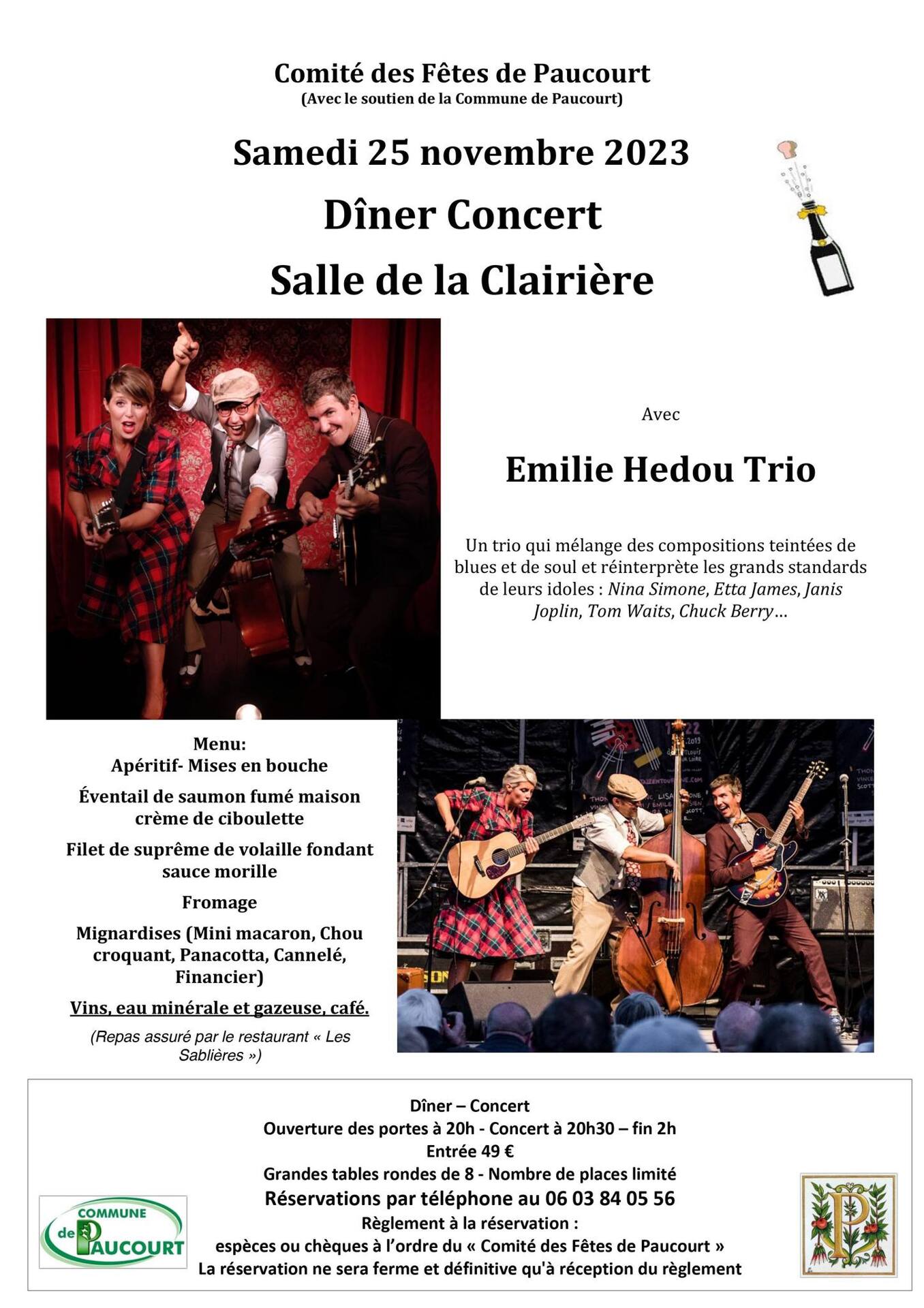 Soirée diner-concert avec Emilie Hédou Trio