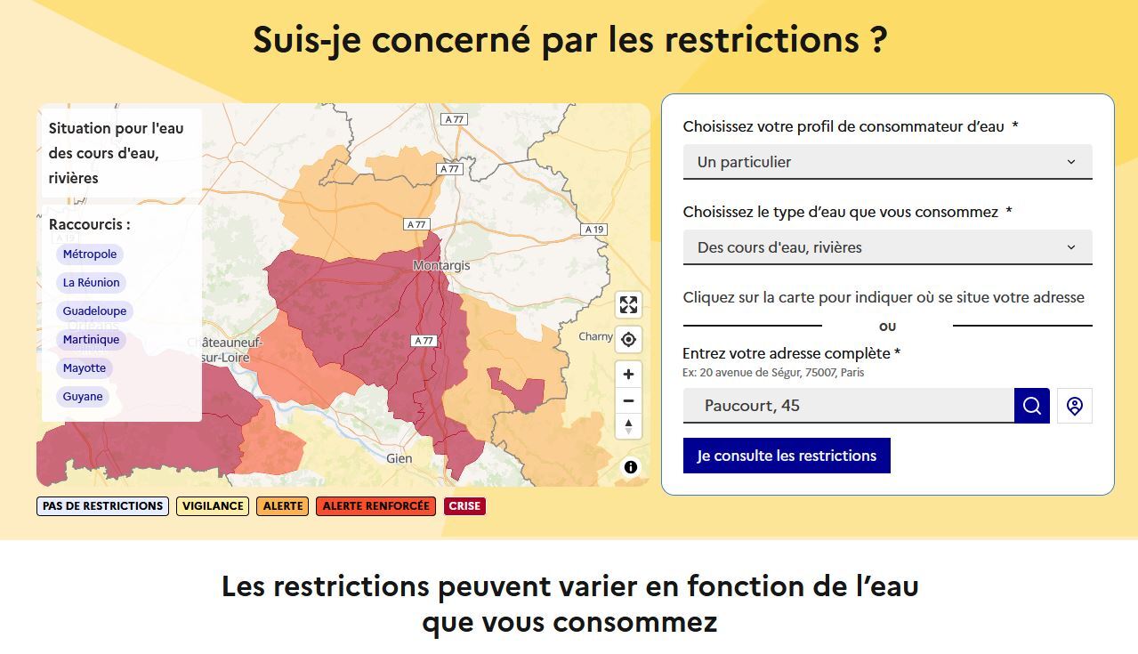 S'informer sur les restriction d'eau