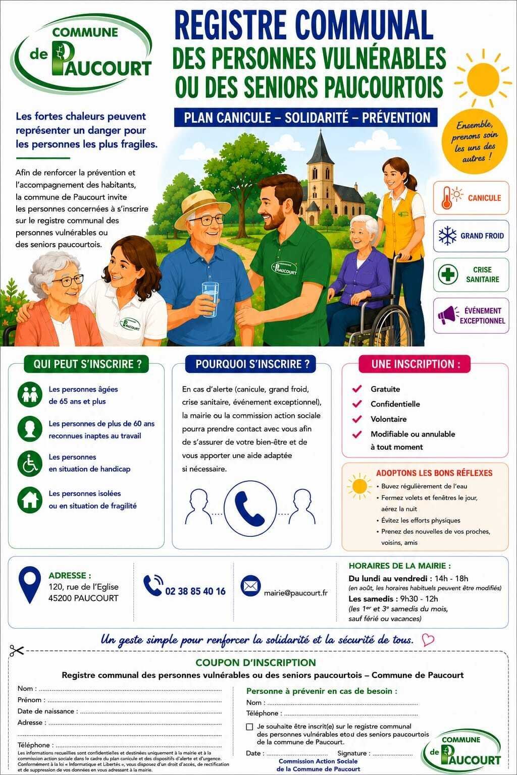 Inscription sur le registre communal